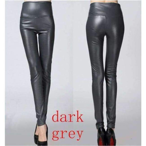 Planet Gates dark grey / S Autumn winter Women legging skinny PU leather pencil Leggings slim faux Leather Pants female fashion thick fleece trousers