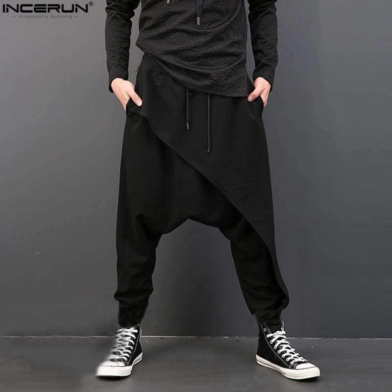 Planet Gates Dark Grey / S INCERUN Plus Size Men Casual Drape Drop Crotch Harem Hip Hop Pants Trouser Baggy Dancing Pants Gothic Punk Style Harem Pants Men