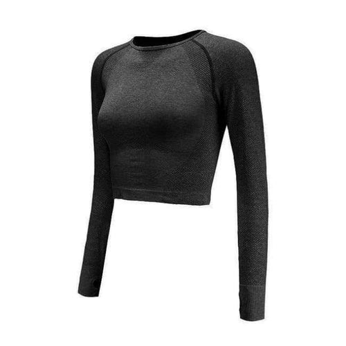 Planet Gates Dark Grey / S Yoga Shirts for Women Vital Seamless Long Sleeve Crop Top Thumb Hole Fitted Gym Top Shirts Workout Running clothes