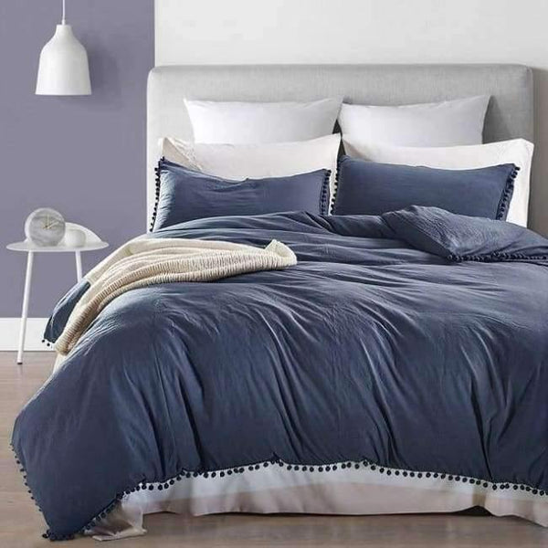 Planet Gates dark grey / UK Single  2pcs 2/3pc Pink Bedding Sets with Small Ball Microfiber Fabric Twin Double Queen King Duvet Cover Pillowcase Comfortable Home Textile