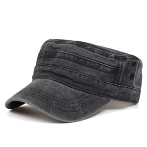 Planet Gates dark grey Vintage Flat Top Mens Washed Caps And Hat Adjustable Fitted Thicker Cap Winter Warm Military Hats For Men