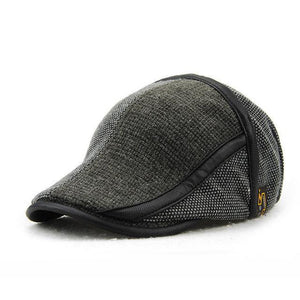 Planet Gates dark grey Winter Elderly Men Hat Newsboy Cap Flat Beret Cap For Male Thick Wool Beret Peaked Hats