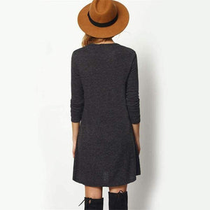 Planet Gates Dark Grey / XS Sheinside Crew Neck Casual Sweater Dress Women 2017 Autumn Grey Long Sleeve Shift Dresses Women Basic Short Dress