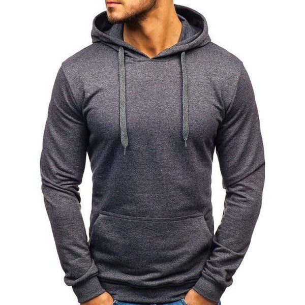 Planet Gates Dark Grey / XXL Men's Casual Hoodies Sweatshirts Male black gray Red Hooded Pullovers Solid Color Outerwear Tops 10 Colors M-3XL
