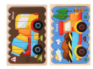 Planet Gates Dark Khaki Double Sided Strip 3D Puzzles Baby Toy Wooden Montessori Materials Educational Toys For Children Large Bricks Kids Learning Toys