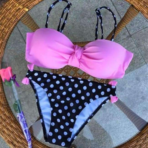 Planet Gates Dark Pink Dots / S S-XXL Swimwear Women Brazilian Bikini Push Up Swimsuit Female Biquini Women Swim Suit Beachwear Swimming Bathers