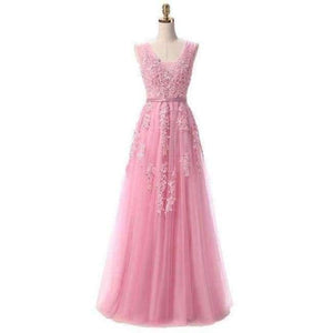 Planet Gates dark pink lacing / 2 Fashion Hot Sell Sweet Light Blue Lace V-neck Lacing Long Evening Dress The Bride Party Sexy Backless Prom Dresses Custom