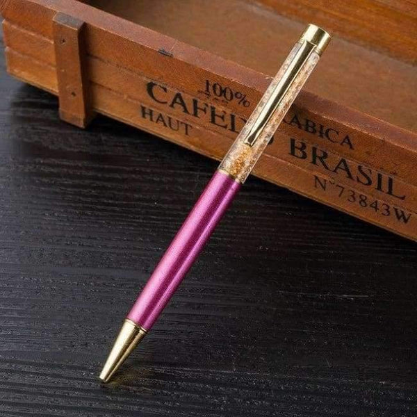 Planet Gates Dark Pink Metal Copper Ballpoint Pen Luxury Brass Gold Foil Drill Ball Pen Sliver Penalty Office School Pencil Writing Supplies 1.0mm