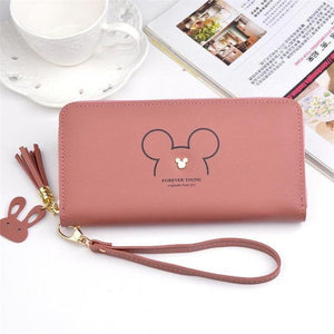 Planet Gates Dark pink Women Leather Wallet Female Long Portable Multifunction Solid Purse Women Phone Cion Card Holders Ladies Clutch Carteras