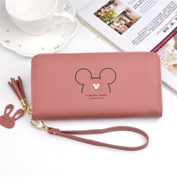 Planet Gates Dark pink Women Leather Wallet Female Long Portable Multifunction Solid Purse Women Phone Cion Card Holders Ladies Clutch Carteras