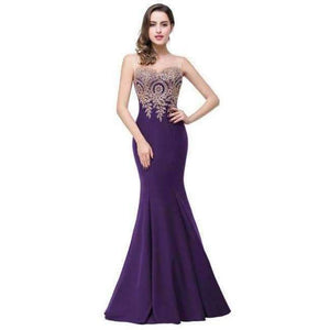 Planet Gates Dark Purple / 2 Gold Applique Royal Blue Lilac Mermaid Bridesmaid Dresses 2018 Long Wedding Party Dress robe demoiselle d'honneur