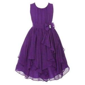 Planet Gates Dark Purple / 3T Summer Girls Princess Dress Sleeveless Bowknot Mesh Girls Party Dress 3-14 Years Kids Teenage Girls Clothing