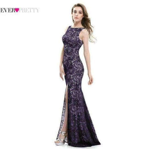 Planet Gates Dark Purple / 4 Evening Dress Ever Pretty EP08859 2018 Long Sexy Sleeveless Split Formal Celebrity Lace Evening Gown Dresses robe longue