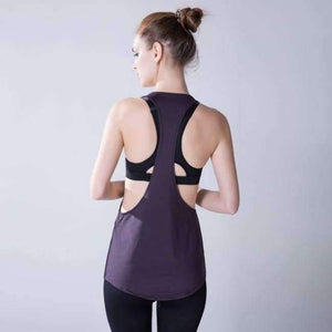 Planet Gates Dark Purple / S Yoga Crop Top Women Sleeveless Backless Running Sports T Shirts Quick Dry Jogging Gym Fitness Tank Top Sportwear