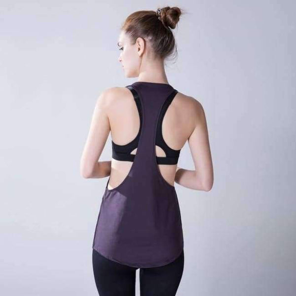 Planet Gates Dark Purple / S Yoga Crop Top Women Sleeveless Backless Running Sports T Shirts Quick Dry Jogging Gym Fitness Tank Top Sportwear