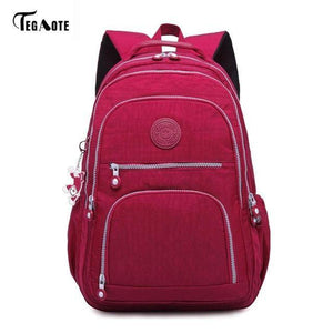 Planet Gates Dark red / 27CMX13CMX37CM 1368 School Bag Waterproof Nylon Brand Laptop Backpacks For Teenager Women Backpack Leisure Shoulder Bags Computer Packsack