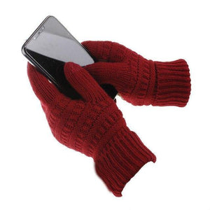 Planet Gates dark red / free size for adult Winter Gloves Women Fashion Knit Handschoenen Guantes Finger Touch Screen Gloves Men Mittens