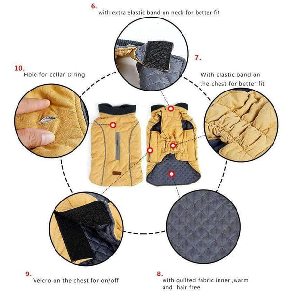 Planet Gates dark red / XS Quality Dog Clothes Quilted Dog Coat Water Repellent Winter Dog Pet Jacket Vest Retro Cozy Warm Pet Outfit Clothes Big Dogs