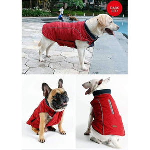 Planet Gates dark red / XS Quality Dog Clothes Quilted Dog Coat Water Repellent Winter Dog Pet Jacket Vest Retro Cozy Warm Pet Outfit Clothes Big Dogs