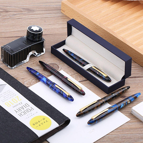Planet Gates Dark rose Acrylic Fountain Pen Iridium Fine Nib Converter Pens Luxury Gift Chic Wedding Signing Pen With Box