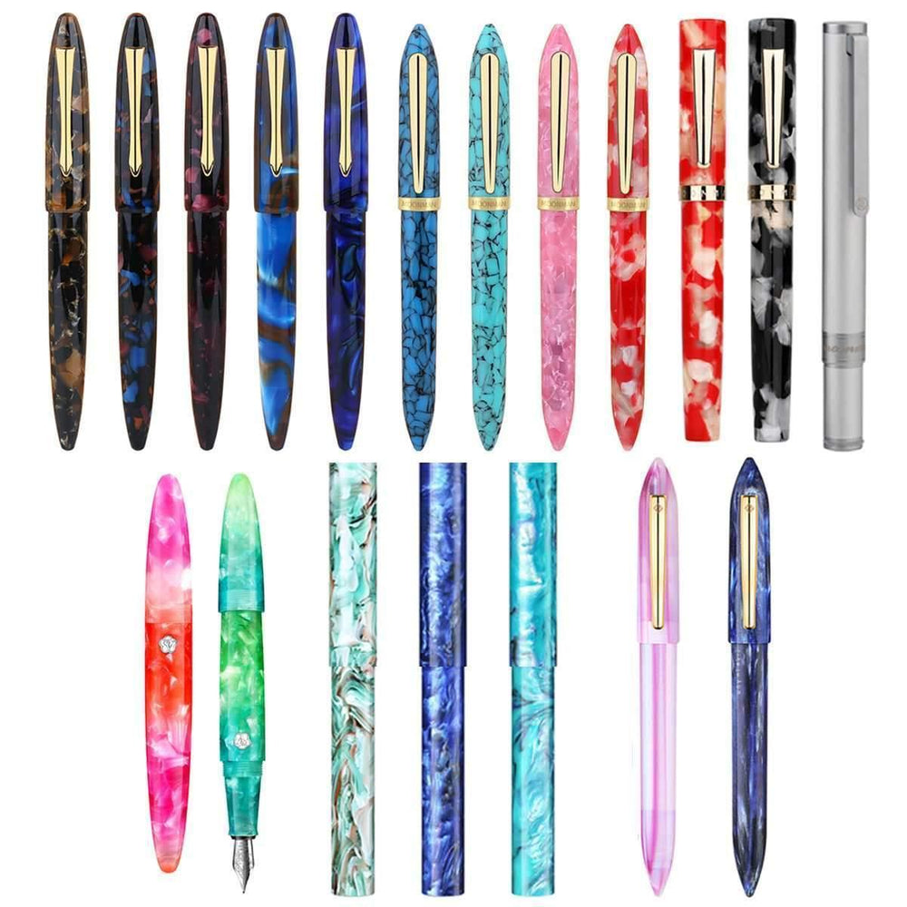 Planet Gates Dark Rose Red / as picture Business Fountain Pen Acrylic Resin Fine Nib Pen with Box for  Christmas Gift Wedding Signing Office Supplies