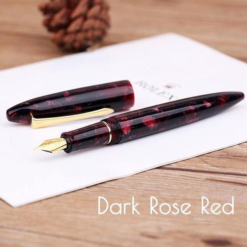 Planet Gates Dark Rose Red / as picture Business Fountain Pen Acrylic Resin Fine Nib Pen with Box for  Christmas Gift Wedding Signing Office Supplies