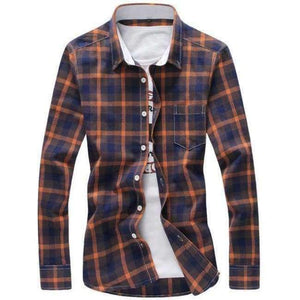 Planet Gates Dark Yellow / M 5XL Plaid Shirts Men Checkered Shirt Brand 2018 New Fashion Button Down Long Sleeve Casual Shirts Plus Size Drop Shipping