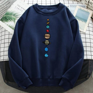 Planet Gates DarkBlue 2 / XXL Solar System Planets Colour Mens Sweatshirt O-neck Hip Hop Hoodie Leisure Polyester Clothing  Autumn Moletom Masculino
