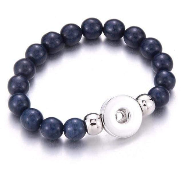 Planet Gates darkblue Handmade Snap Button Bracelet 10mm Imitation Pearls Beads Snap Jewelry Fit 18mm Snap Button Jewelry Beaded Bracelet