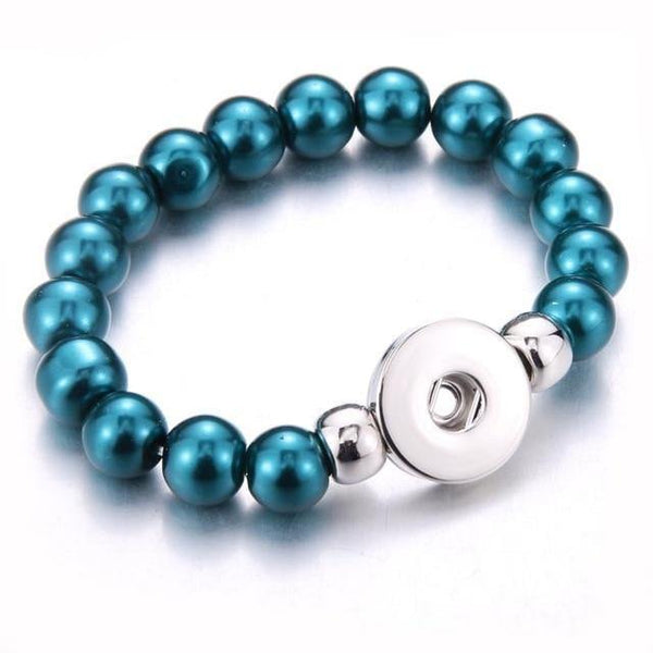 Planet Gates darkgreen Handmade Snap Button Bracelet 10mm Imitation Pearls Beads Snap Jewelry Fit 18mm Snap Button Jewelry Beaded Bracelet
