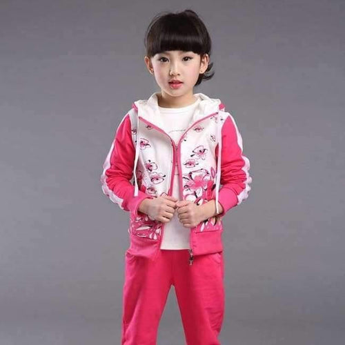 Planet Gates darkpink / 4T Spring Autumn teenage girls clothing set zipper sports clothes for girls children tracksuit kids sport suit 4-12T