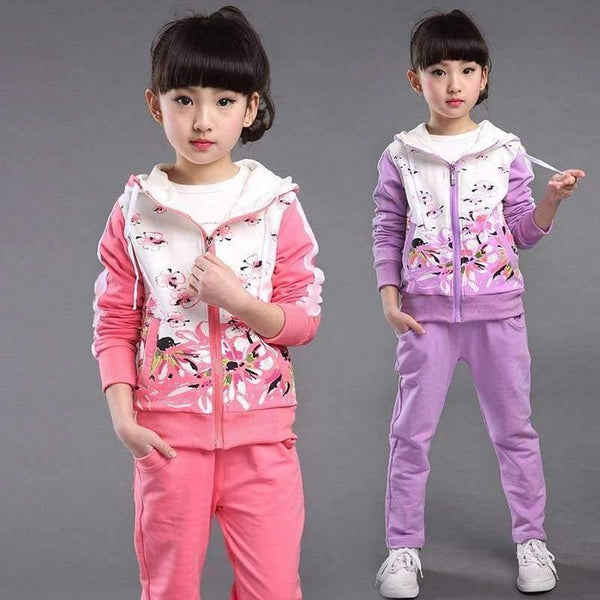 Planet Gates darkpink / 4T Spring Autumn teenage girls clothing set zipper sports clothes for girls children tracksuit kids sport suit 4-12T