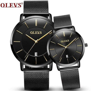 Planet Gates Date couple black Watch Men Women watches OLEVS Luxury brand Quartz High quality relogio masculino Ultrathin Clock Unisex Lovers watch saat
