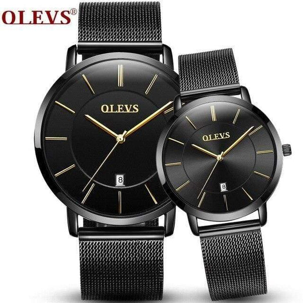 Planet Gates Date couple black Watch Men Women watches OLEVS Luxury brand Quartz High quality relogio masculino Ultrathin Clock Unisex Lovers watch saat
