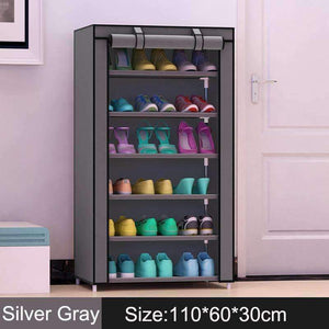 Planet Gates Date Red 7 layers 6 girds Closet Cabinets Non-woven Steel Pipe Shoes Shelf Folding Living Room furniture Shoes Organizers Space Saver