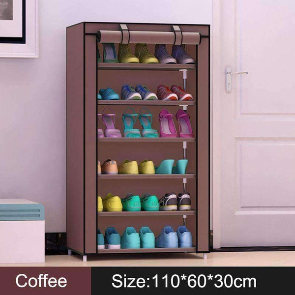 Planet Gates Date Red 7 layers 6 girds Closet Cabinets Non-woven Steel Pipe Shoes Shelf Folding Living Room furniture Shoes Organizers Space Saver