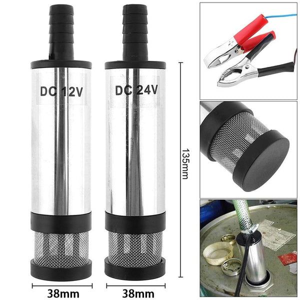 Planet Gates DC 12V 24V 38MM Portable Mini Electric Submersible Pump fit for Diesel Water Oil Transfer Pump Aluminum Alloy Barrel Pump Fuel