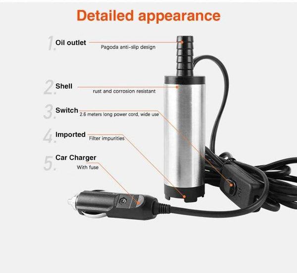 Planet Gates DC 12V 24V 38MM Portable Mini Electric Submersible Pump fit for Diesel Water Oil Transfer Pump Aluminum Alloy Barrel Pump Fuel