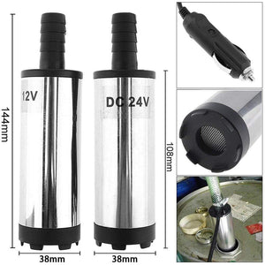 Planet Gates DC 12V 24V 38MM Portable Mini Electric Submersible Pump fit for Diesel Water Oil Transfer Pump Aluminum Alloy Barrel Pump Fuel