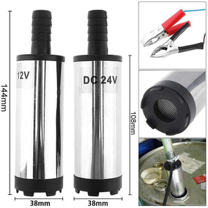 Planet Gates DC 12V 24V 38MM Portable Mini Electric Submersible Pump fit for Diesel Water Oil Transfer Pump Aluminum Alloy Barrel Pump Fuel