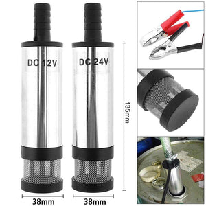 Planet Gates DC 12V 24V 38MM Portable Mini Electric Submersible Pump fit for Diesel Water Oil Transfer Pump Aluminum Alloy Barrel Pump Fuel
