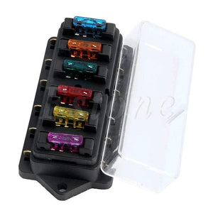 Planet Gates DC 12V/24V Car 6 Ways Circuit Standard ATO Blade Fuse Box Block Holder with 6 Fuses