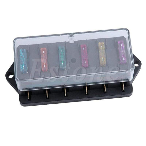 Planet Gates DC 12V/24V Car 6 Ways Circuit Standard ATO Blade Fuse Box Block Holder with 6 Fuses
