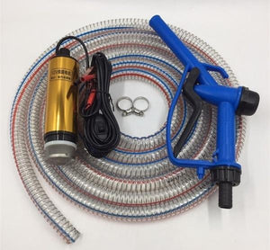 Planet Gates DC 12V/24V Oil Pump Refueling Gun Combination Set Electric Submersible Pump 5 meter Steel Oil Hose Submersible Fuel Pump