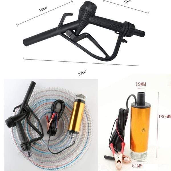 Planet Gates DC 12V/24V Oil Pump Refueling Gun Combination Set Electric Submersible Pump 5 meter Steel Oil Hose Submersible Fuel Pump