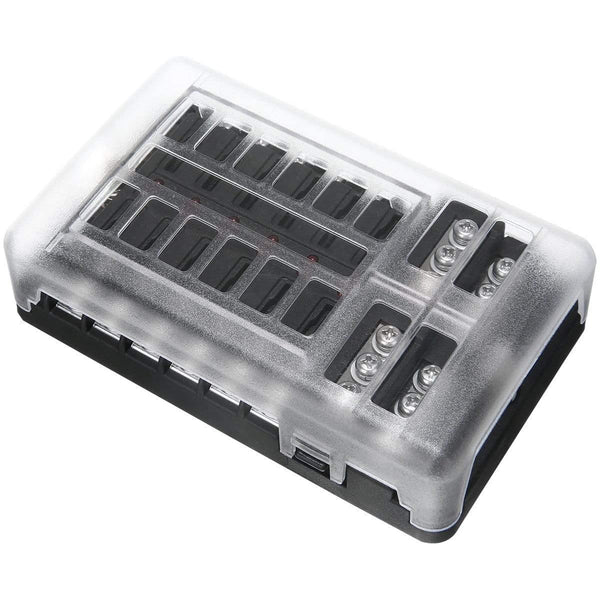 DC 32V 100A 12 Way Fuse Box Block Holder ATC ATO Blade LED For Car Marine Caravan with Screws&Labels