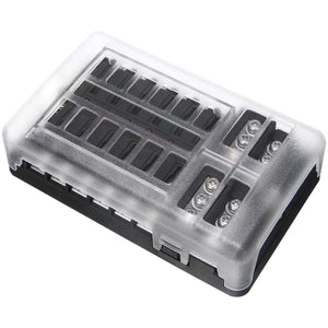 DC 32V 100A 12 Way Fuse Box Block Holder ATC ATO Blade LED For Car Marine Caravan with Screws&Labels