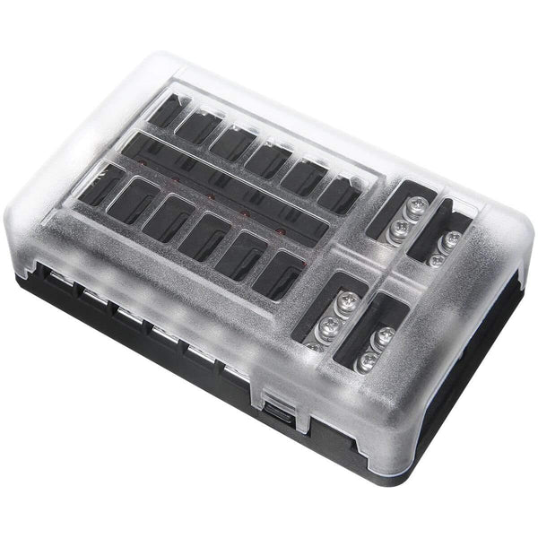 DC 32V 100A 12 Way Fuse Box Block Holder ATC ATO Blade LED For Car Marine Caravan with Screws&Labels