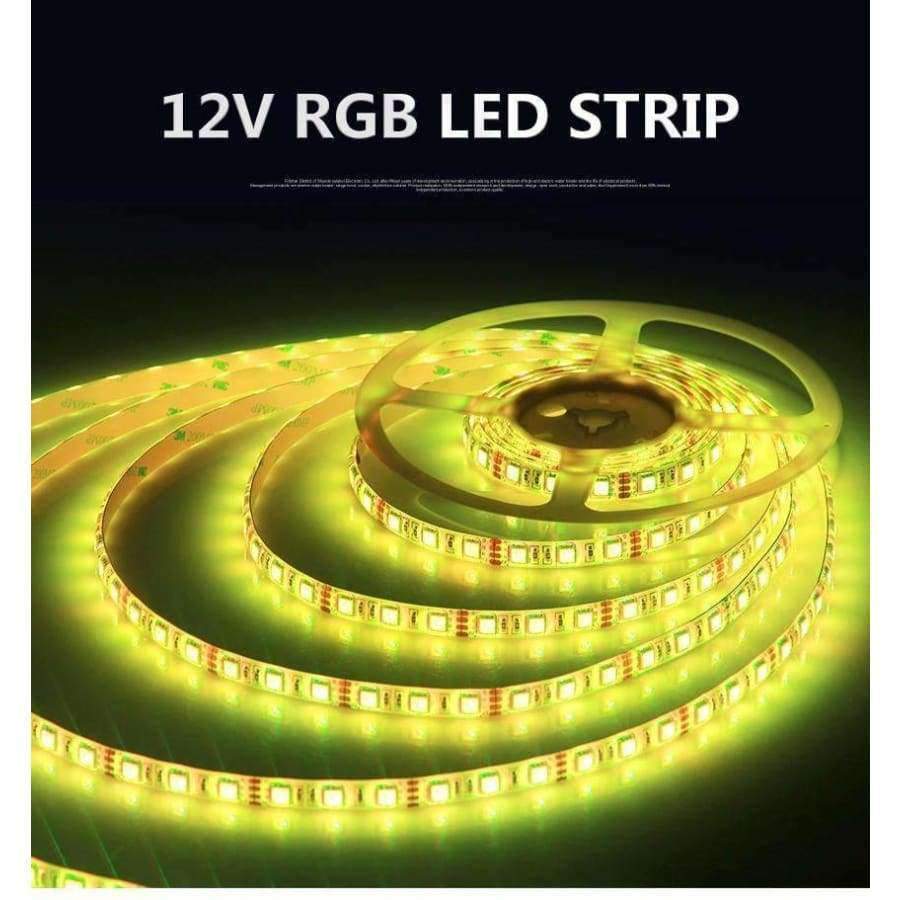 Planet Gates DC12V RGB LED Strip Light SMD5050 Waterproof LED Ribbon Tape Lamp Light 60Leds/m With Remote Controller 12V Power Adapter 5m/set