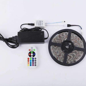 Planet Gates DC12V RGB LED Strip Light SMD5050 Waterproof LED Ribbon Tape Lamp Light 60Leds/m With Remote Controller 12V Power Adapter 5m/set